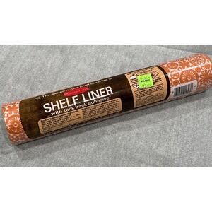 Vintage NOS 1976 Rubbermaid Shelf Liner Orange Groovy Floral MCM Tack Back 10'